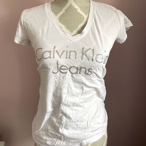 Calvin Klein jeans white v neck t shirt